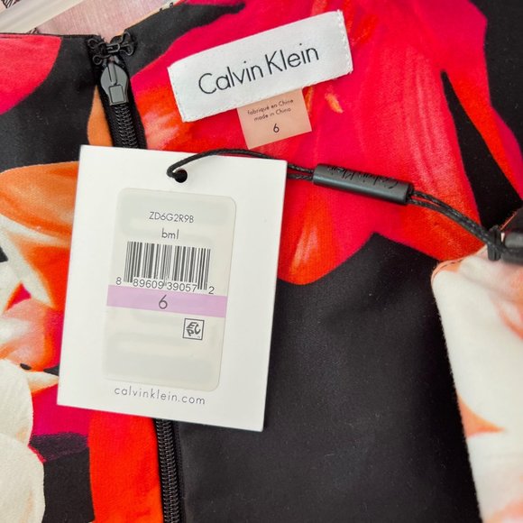 NEW CALVIN KLEIN Floral Fit & Flare Dress with Large Pleats, Size 6 - Picture 11 of 13